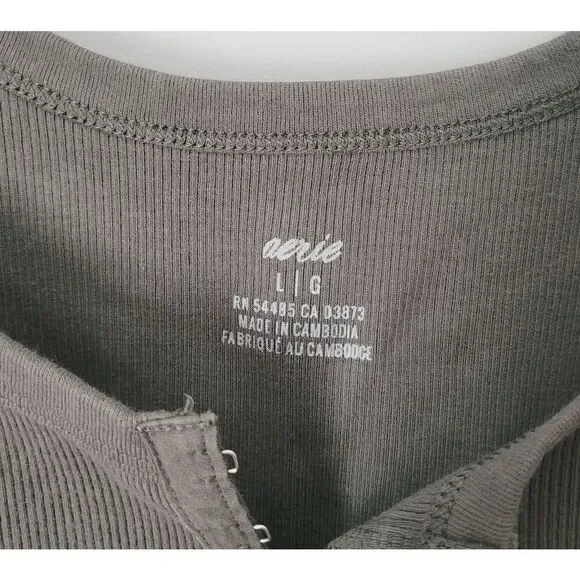Aerie Ribbed Hook & Eye Olive Green Cropped Tank Size Large - Picture 4 of 7